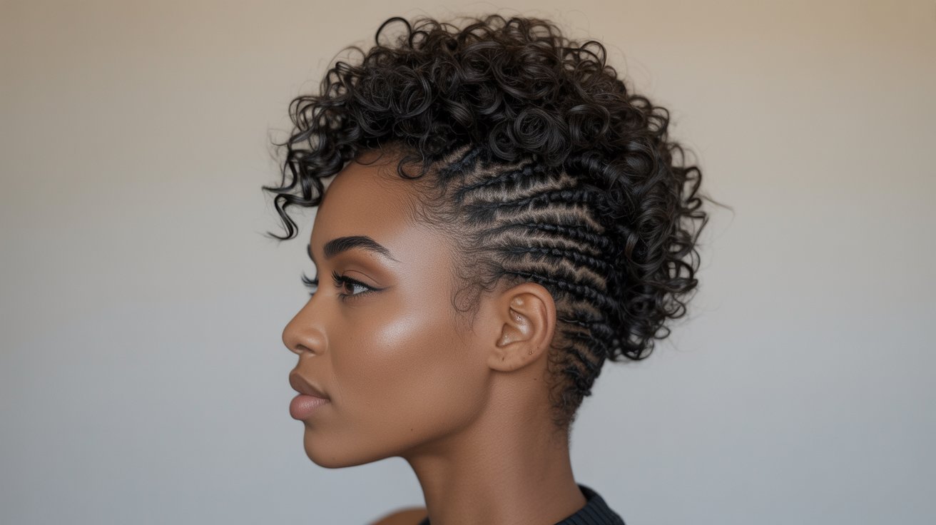 Curly Mohawk with Flat Twisted Sides