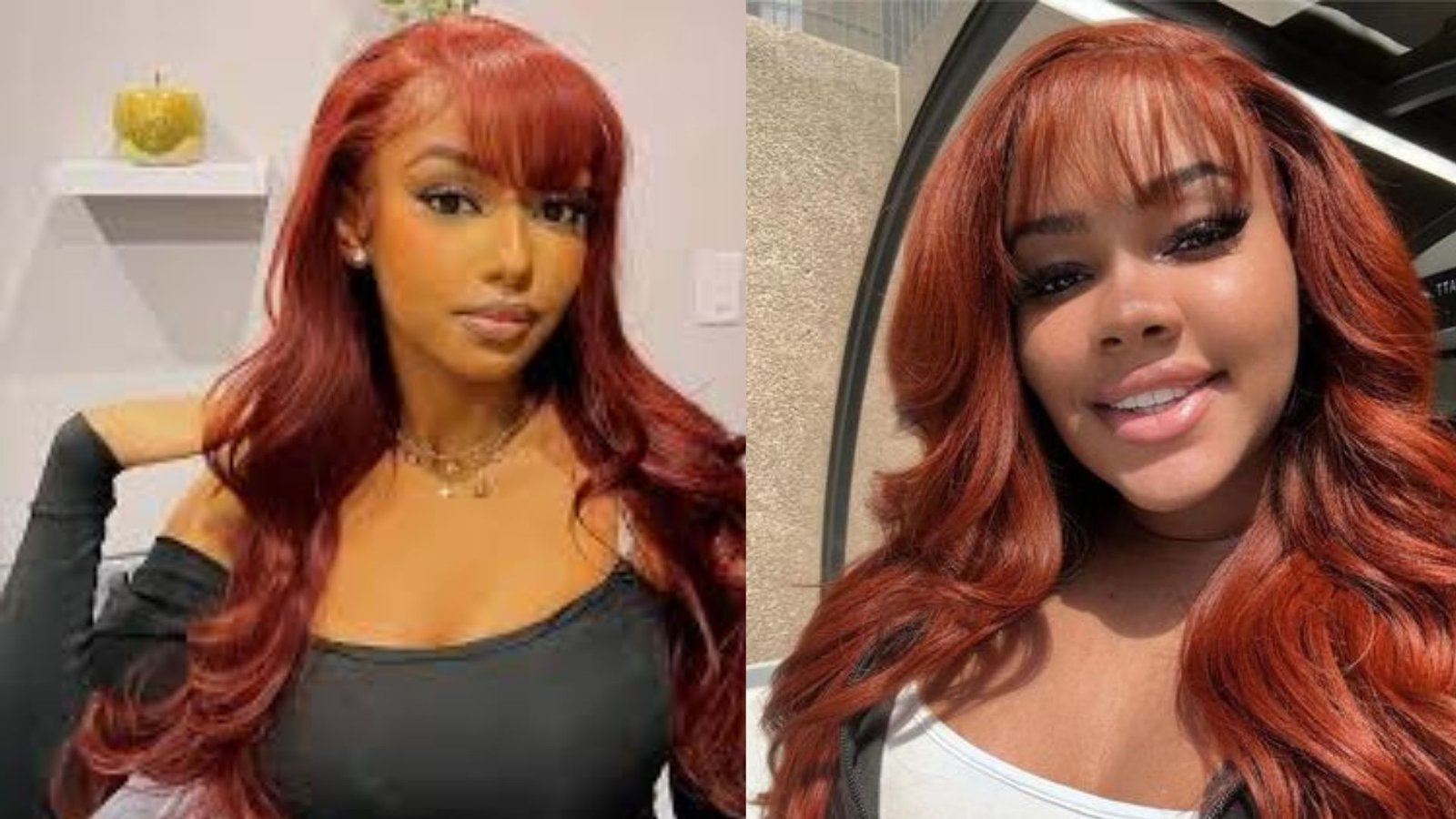 Copper Red Hair With Chinese Bang