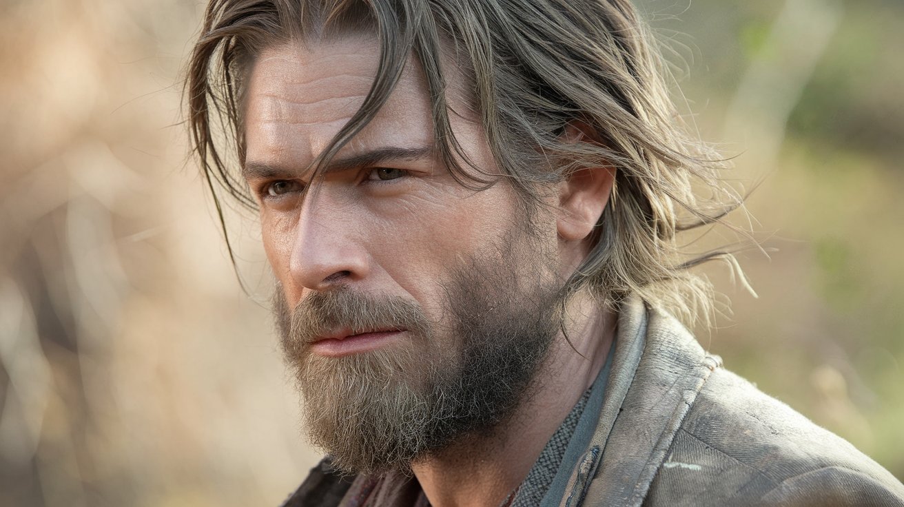 Patchy Beard with Flowing Hair